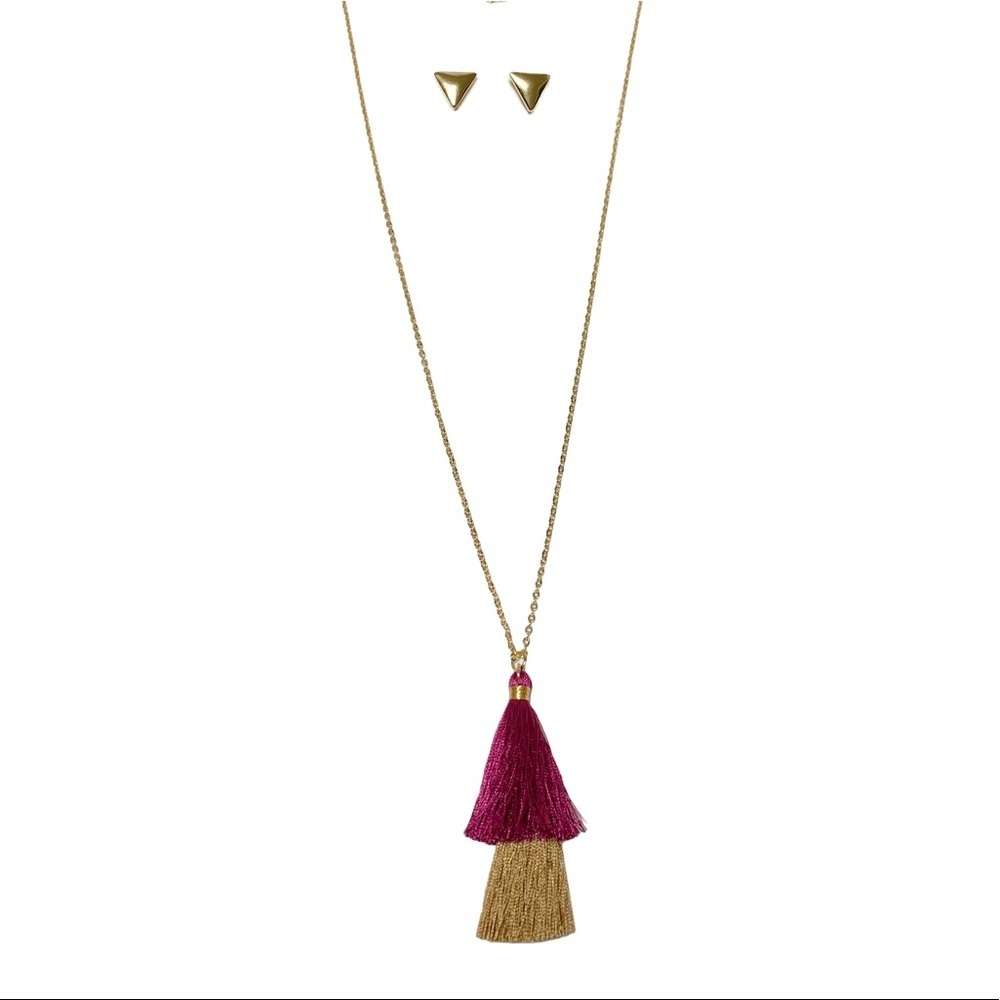 Lily Sky Purple Gold Tassel Necklace & Earring Set